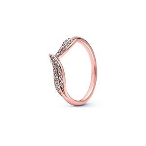 Pandora Moments 14K Rose Gold Plated CZ Leaves Ring